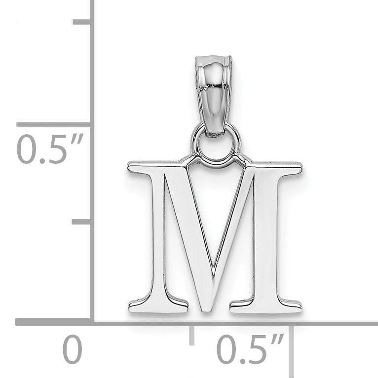 10K White Gold White Gold Polished M Block Initial Charm - view 3