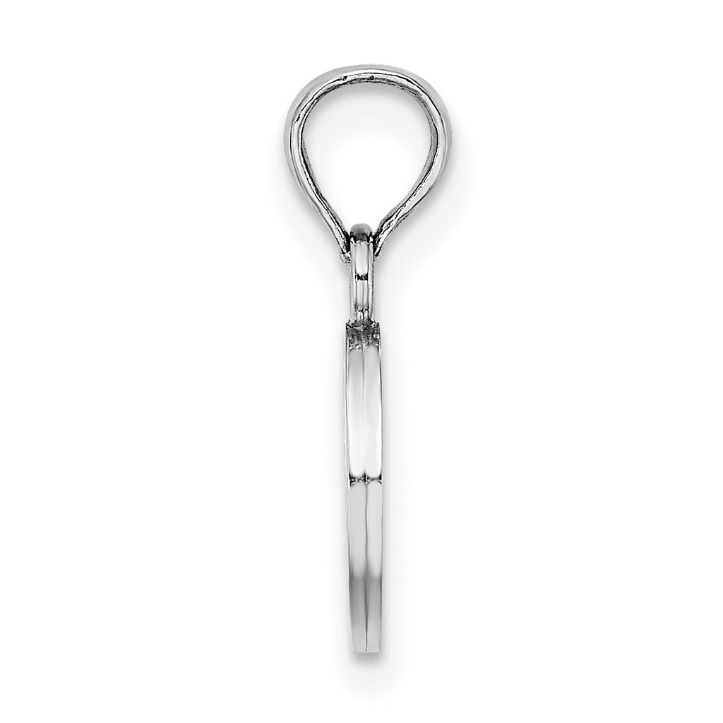 10K White Gold Polished O Block Initial Charm