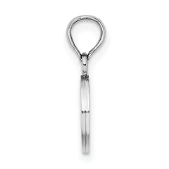 10K White Gold Polished O Block Initial Charm
