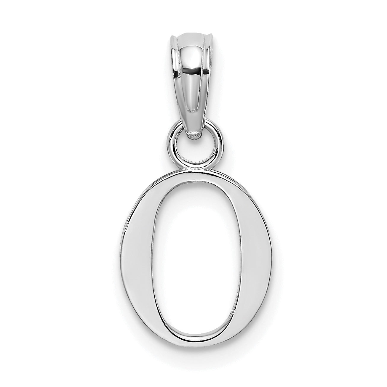 10K White Gold Polished O Block Initial Charm Main image