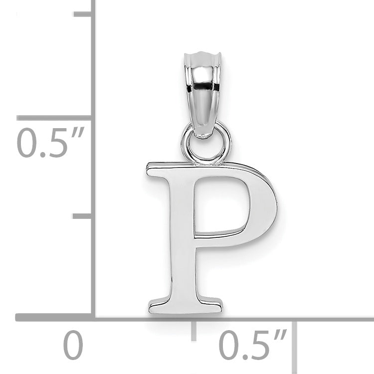 10K White Gold Polished P Block Initial Charm