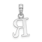10K White Gold White Gold Polished R Block Initial Charm - view 4