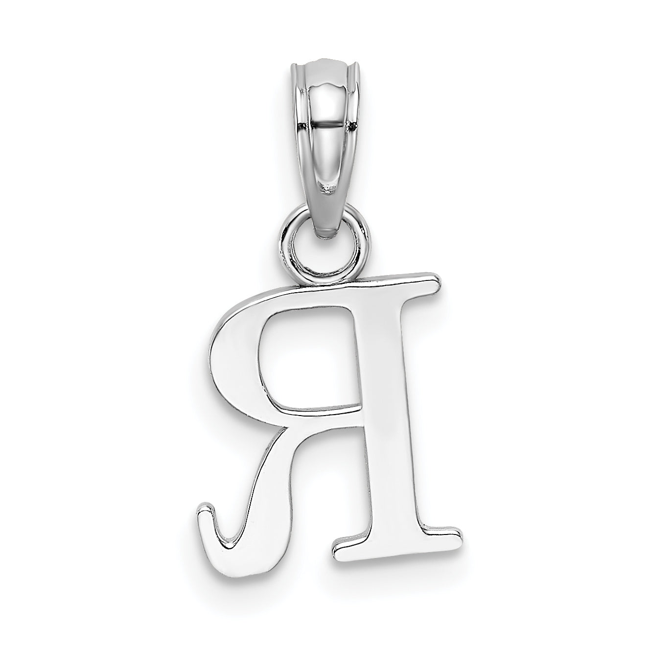 10K White Gold White Gold Polished R Block Initial Charm - view 4
