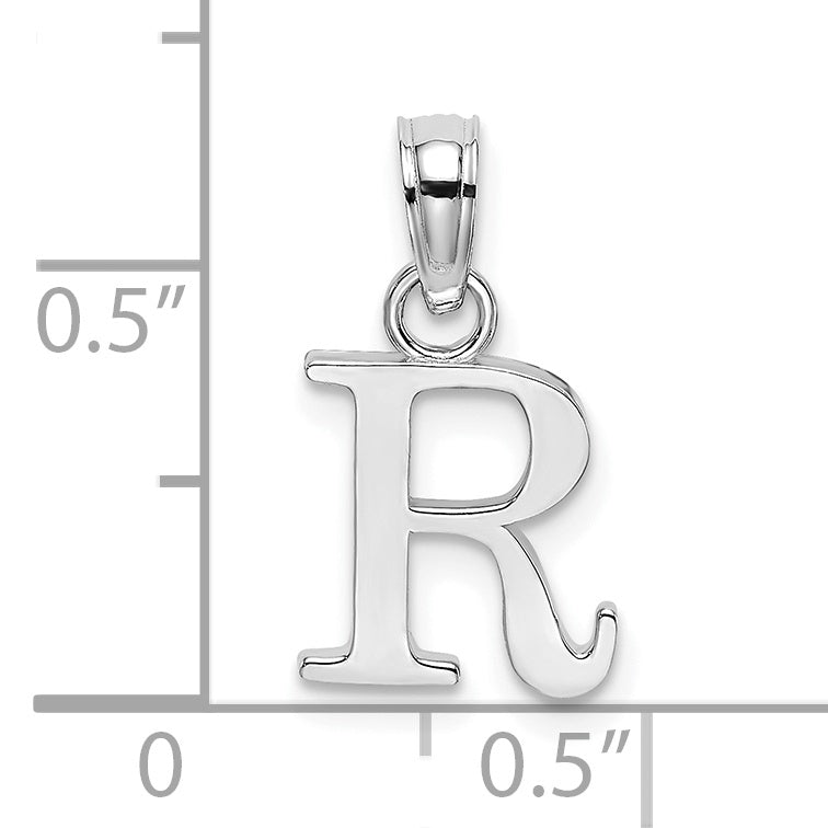 10K White Gold White Gold Polished R Block Initial Charm - view 3
