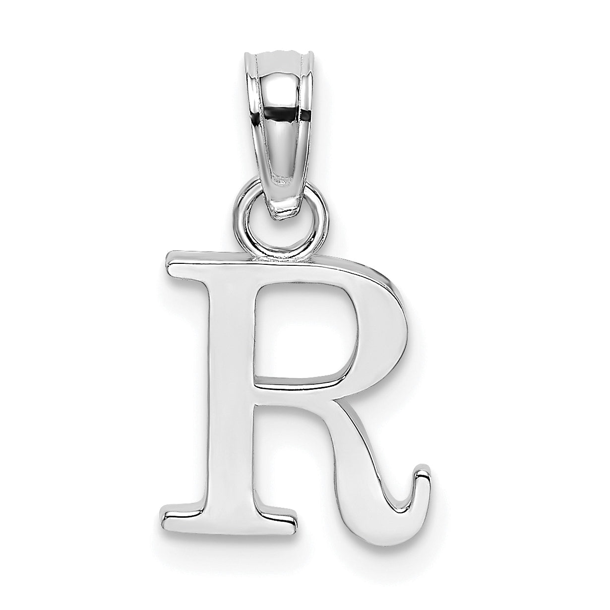 10K White Gold White Gold Polished R Block Initial Charm