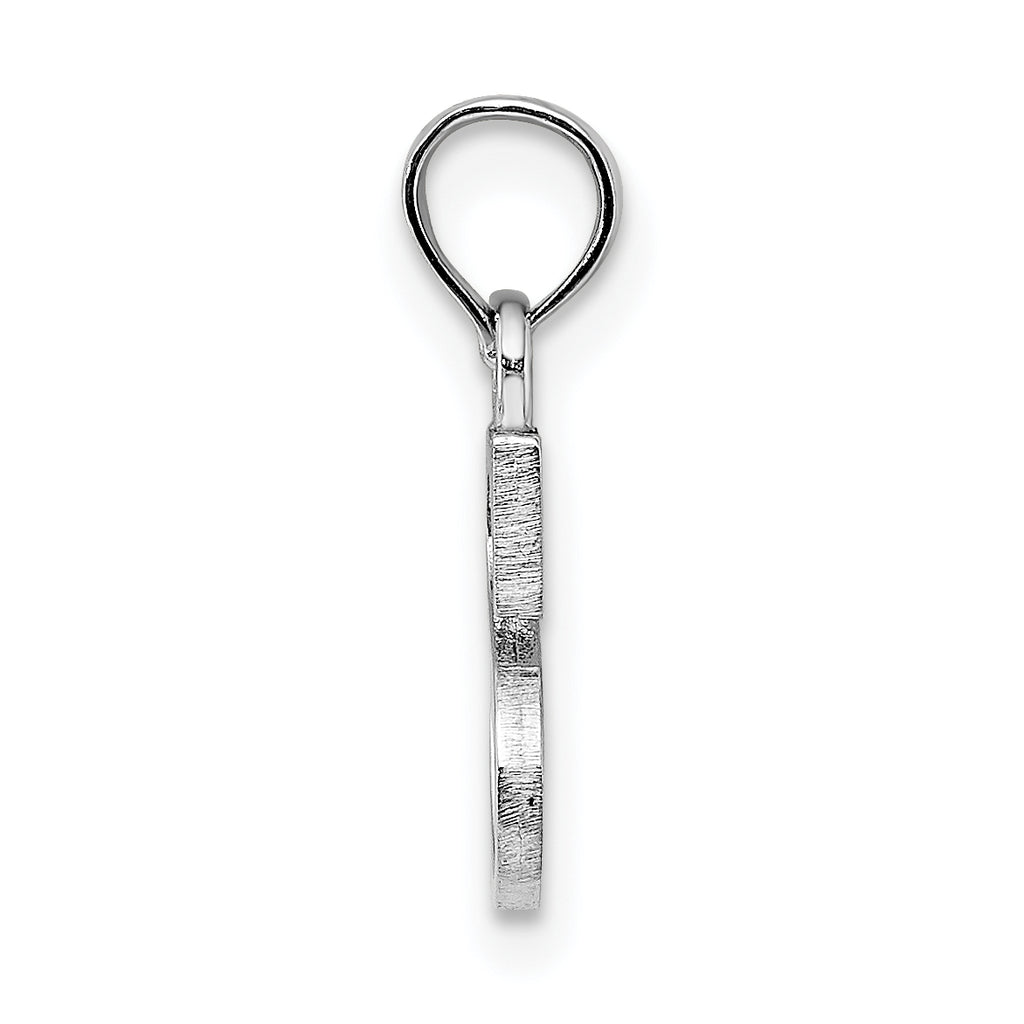 10K White Gold Polished S Block Initial Charm