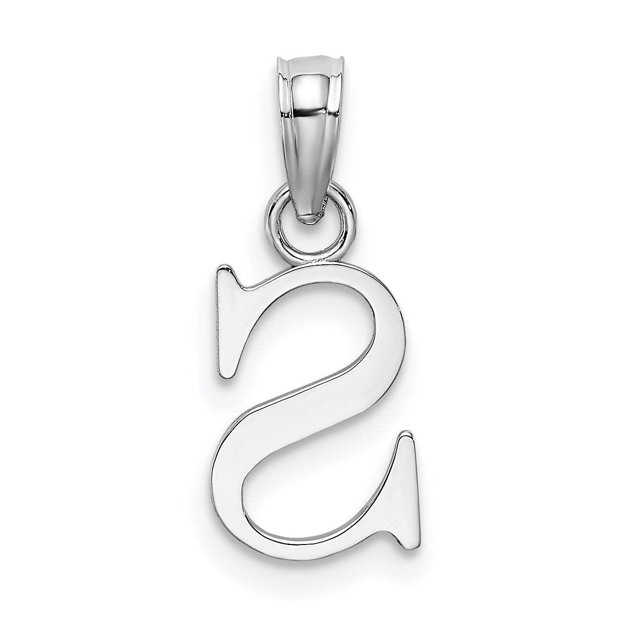 10K White Gold Polished S Block Initial Charm