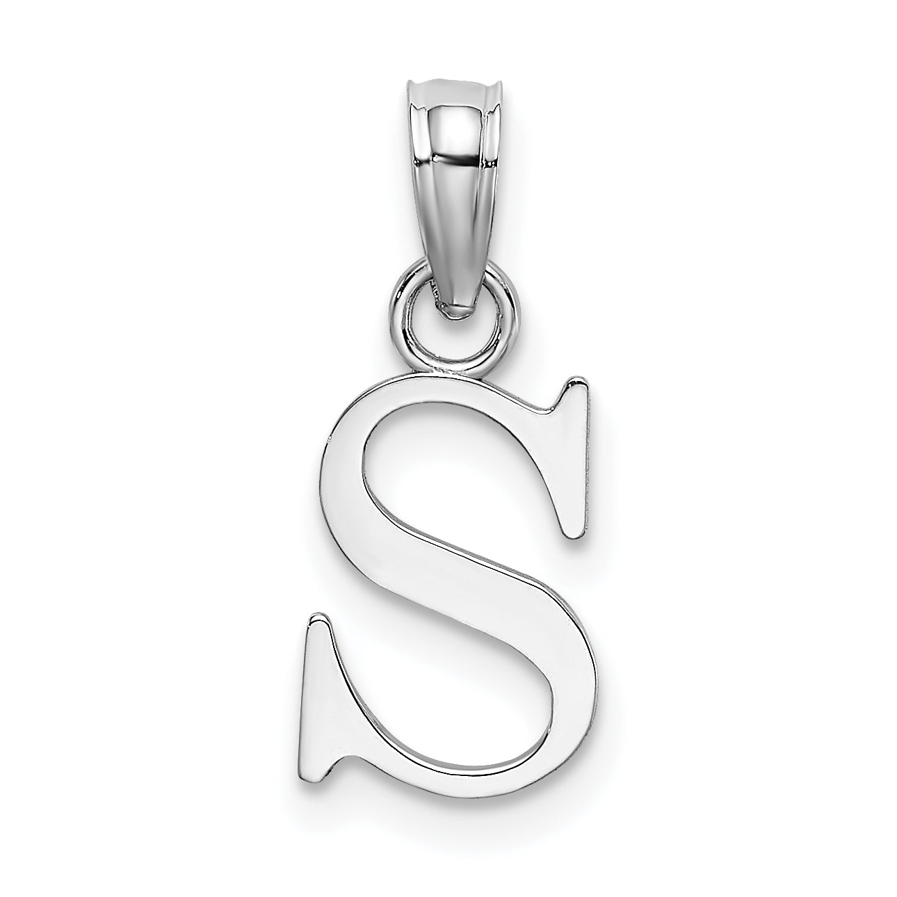 10K White Gold Polished S Block Initial Charm Main image