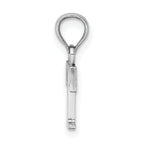 10K White Gold Polished T Block Initial Charm