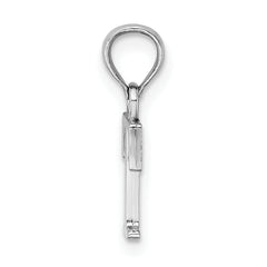 10K White Gold Polished T Block Initial Charm