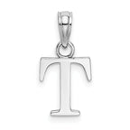 10K White Gold Polished T Block Initial Charm