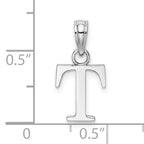 10K White Gold Polished T Block Initial Charm