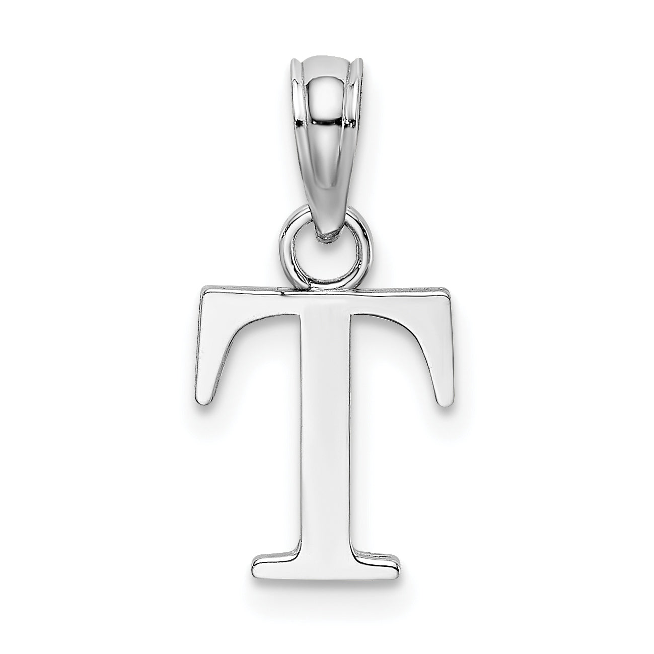 10K White Gold Polished T Block Initial Charm Main image