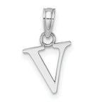 10K White Gold Polished V Block Initial Charm