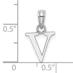 10K White Gold Polished V Block Initial Charm