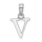 10K White Gold Polished V Block Initial Charm