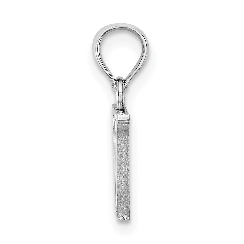 10K White Gold Polished W Block Initial Charm