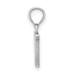 10K White Gold Polished W Block Initial Charm