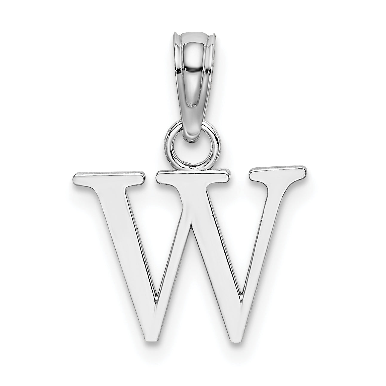 10K White Gold Polished W Block Initial Charm Main image
