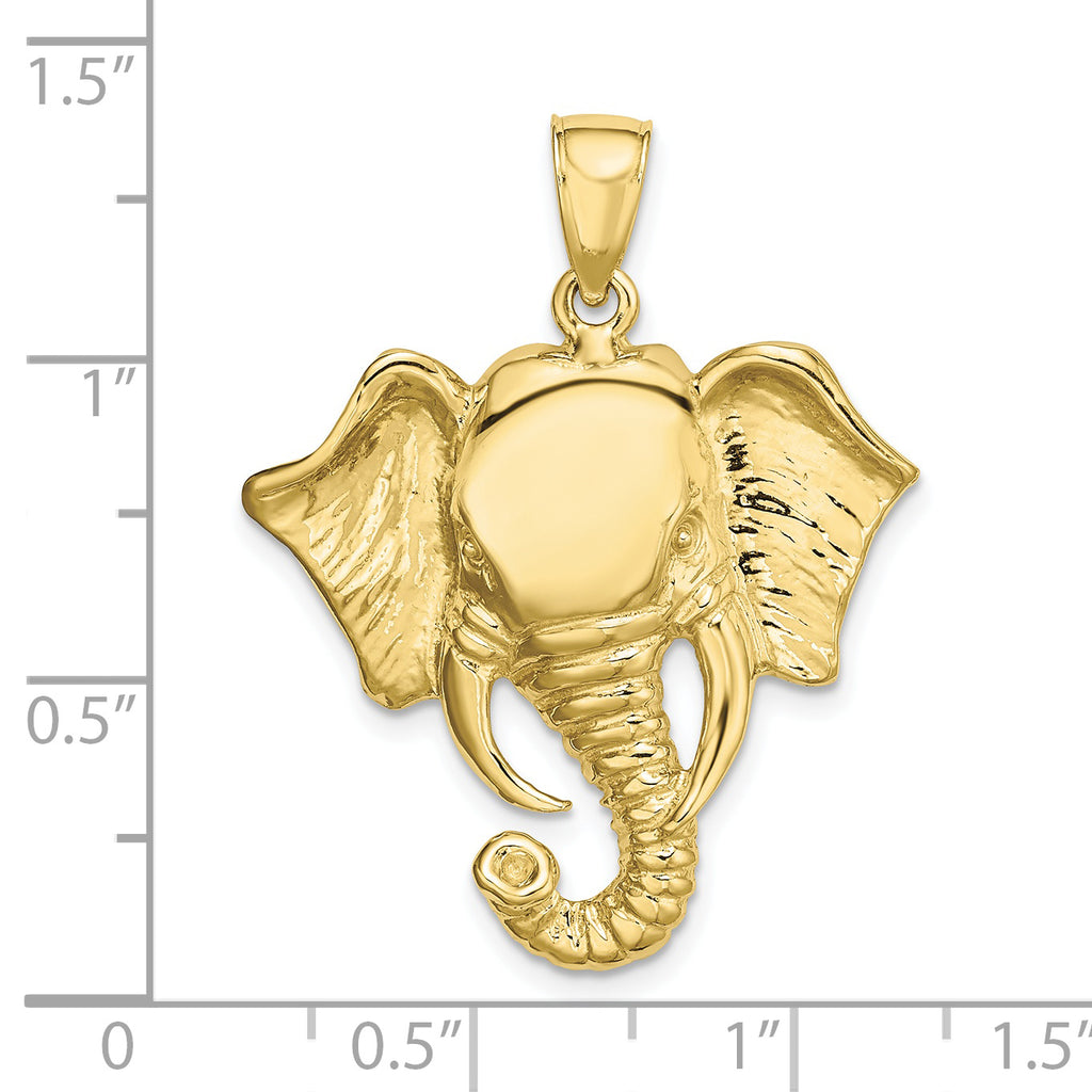 10K 2-D Elephant Head w/ Twisted Trunk Charm