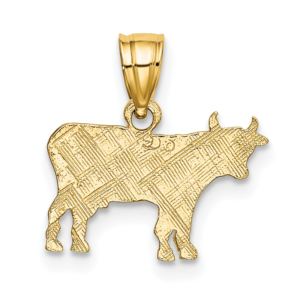 10K Flat and Engraved Cow Charm