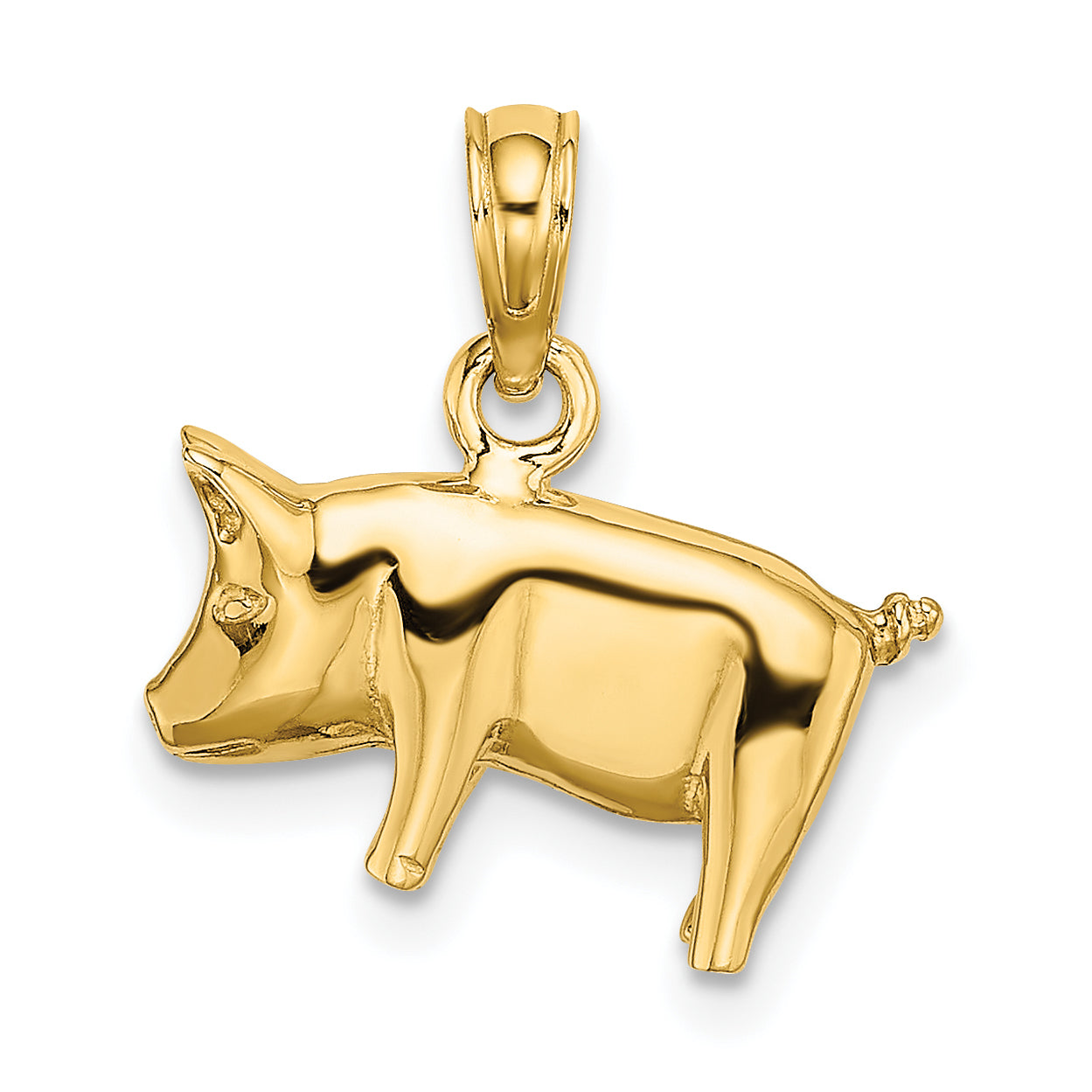 10k 3-D Polished Pig with Curly Tail Charm Main image