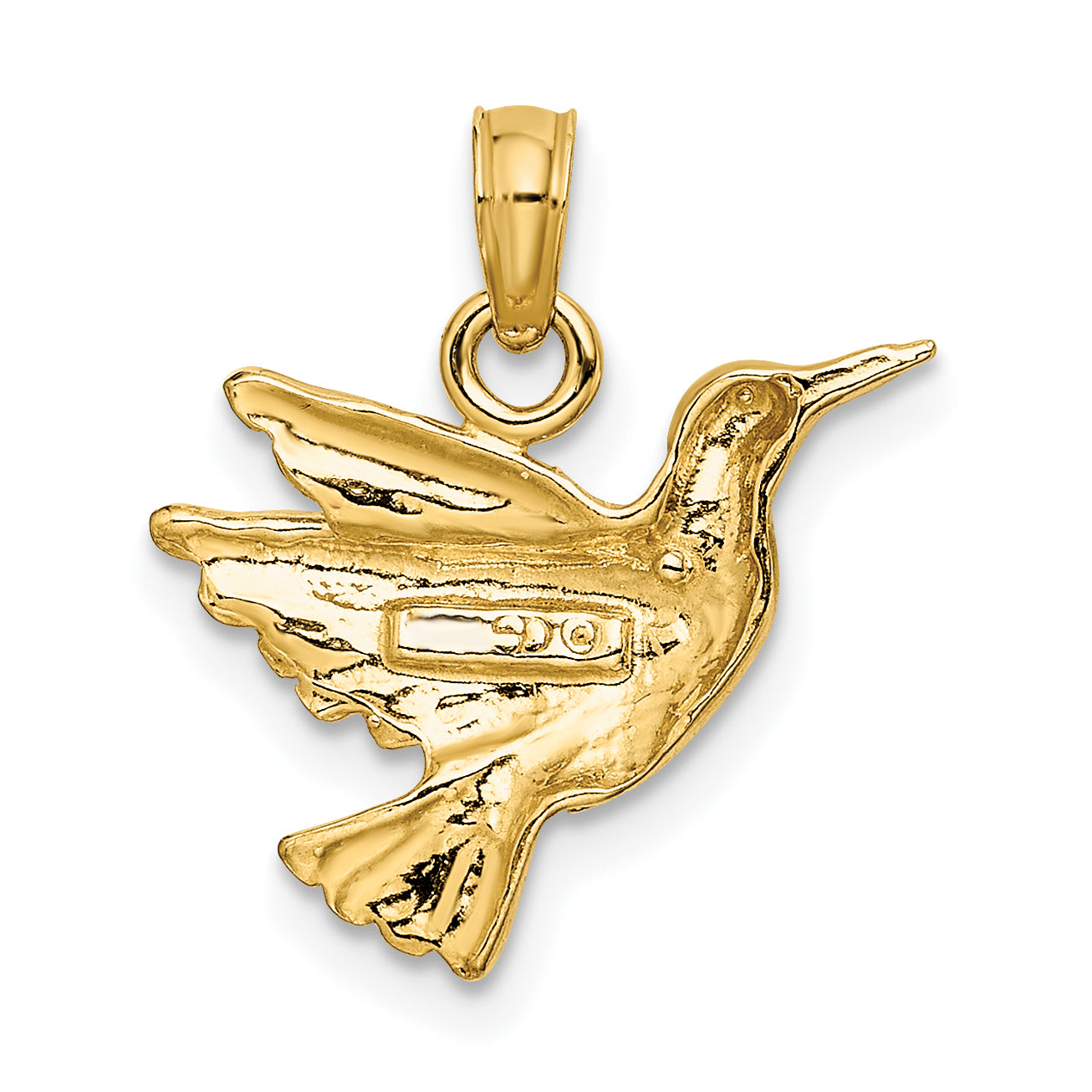 10K Engraved Hummingbird Charm