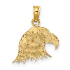10K Engraved Flat Eagle Head Charm