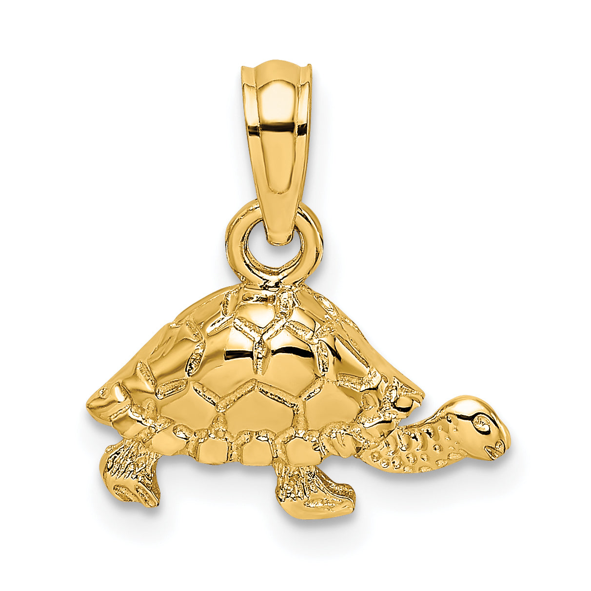 10K Polished and Engraved Mini Turtle Charm Main image