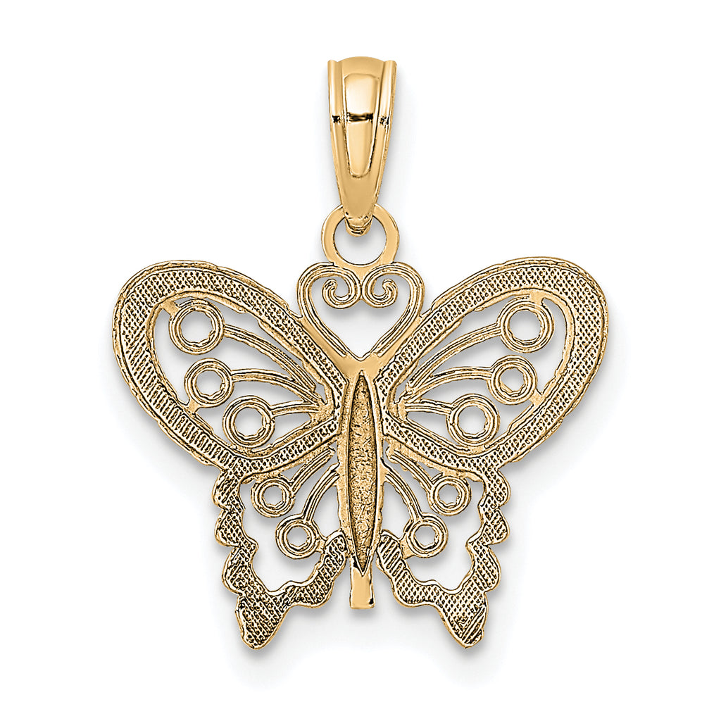 10K None Diamond-cut Butterfly Charm - view 4