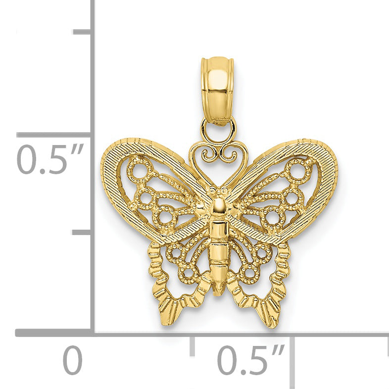 10K None Diamond-cut Butterfly Charm - view 3