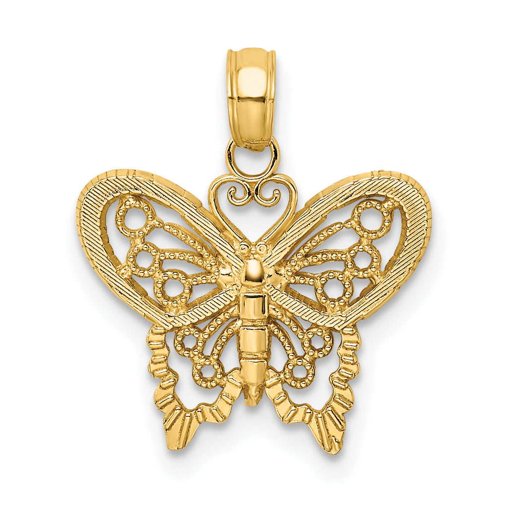 10K None Diamond-cut Butterfly Charm