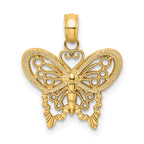 10K None Diamond-cut Butterfly Charm