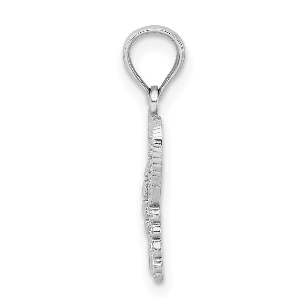 10K White Gold White Gold Textured Butterfly Charm - view 2