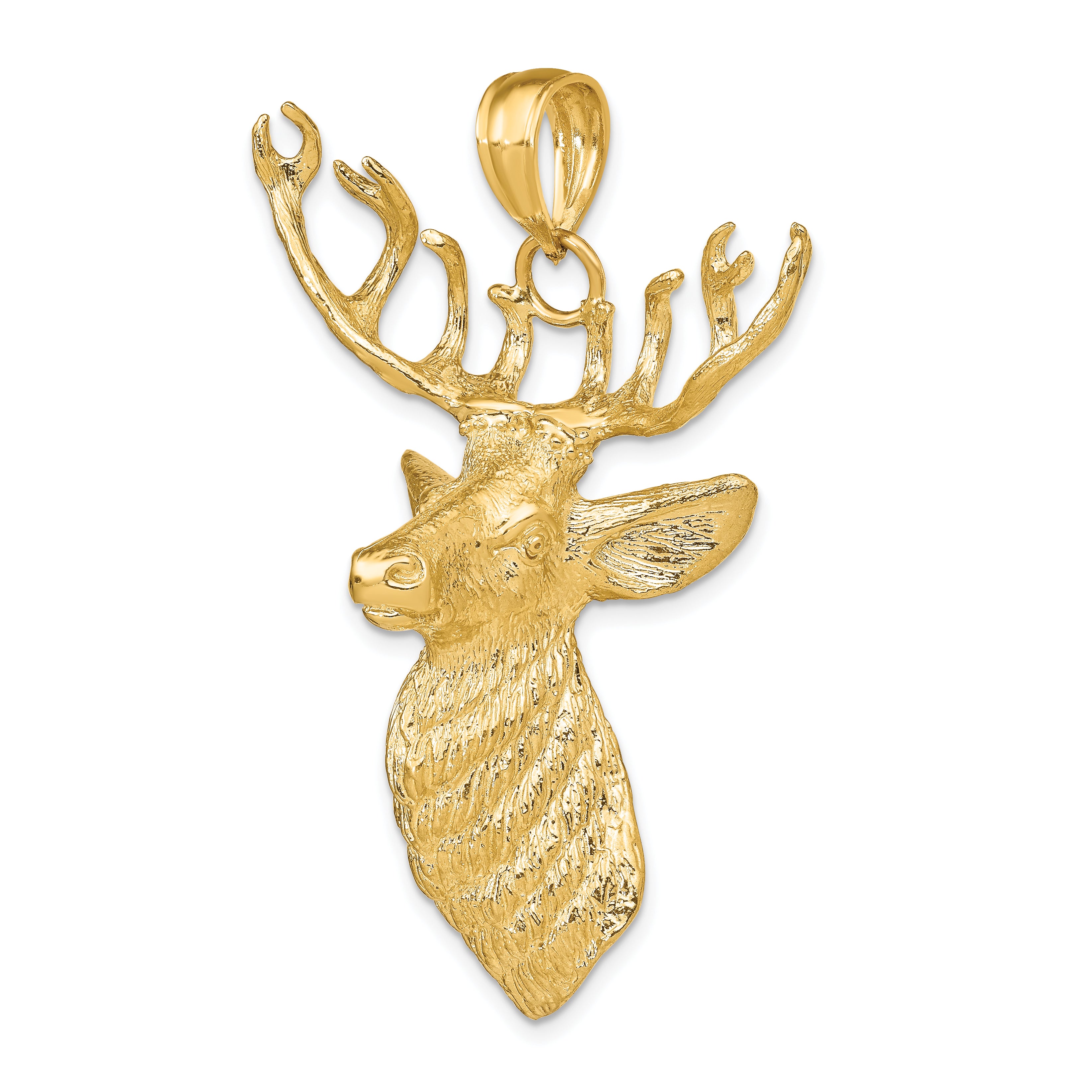 10K 3-D Textured Deer Head Charm