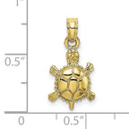 10K 3-D Polished Land Turtle Charm