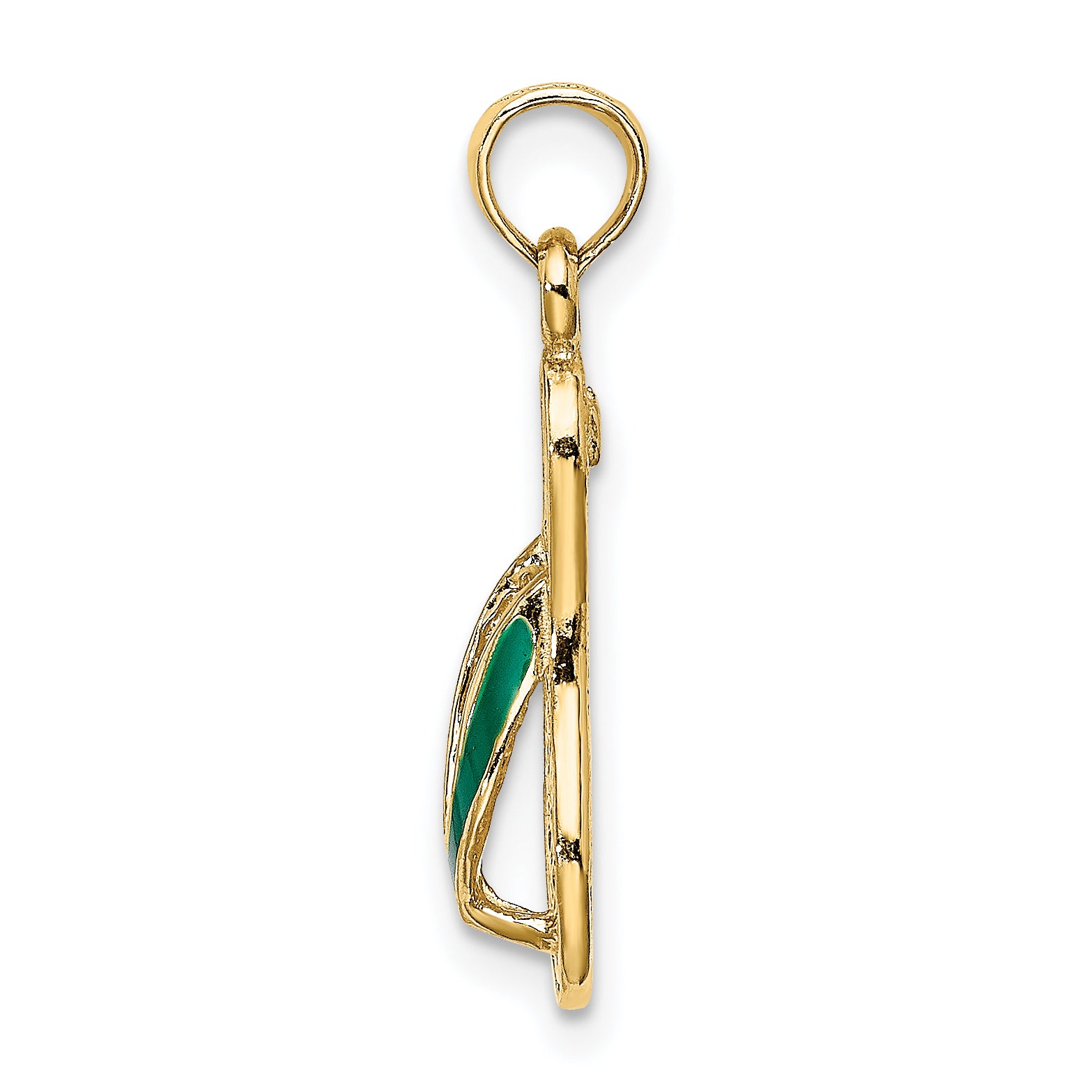 10K None 3-D with Green Enamel Single Flip-Flop Charm - view 2