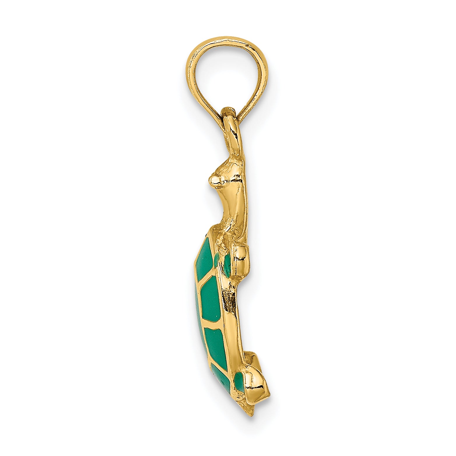 10K w/ Green Enamel Tortoise Charm Secondary image