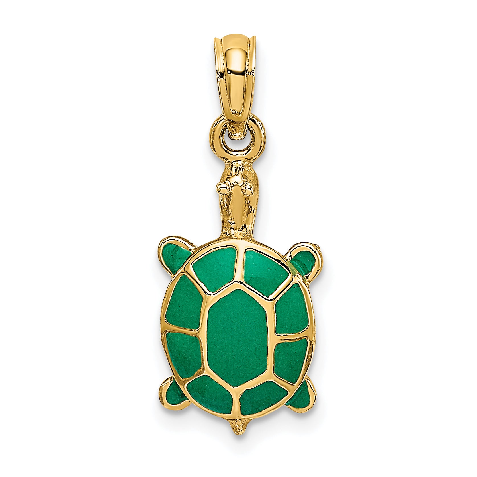 10K w/ Green Enamel Tortoise Charm Main image