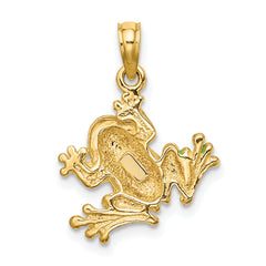 10k Green Enameled Small Frog Charm