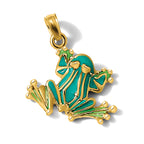 10K None Green Enameled Small Frog Charm - view 5