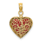 10K None 3-D Reversible Enameled Heart Opens Charm