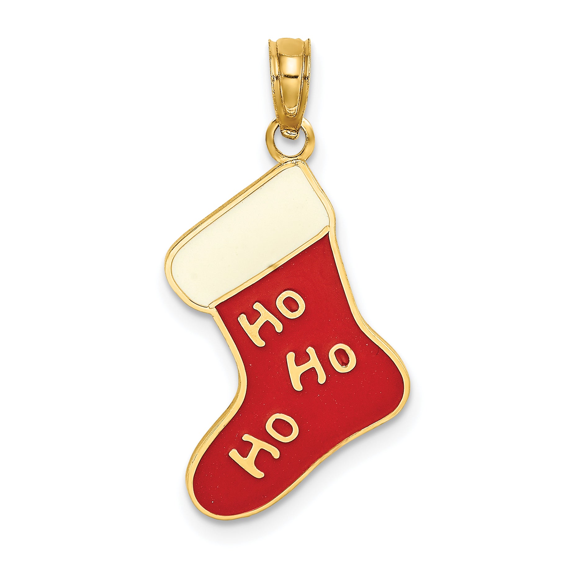10K Enamel HO HO HO Christmas Stocking Charm Main image
