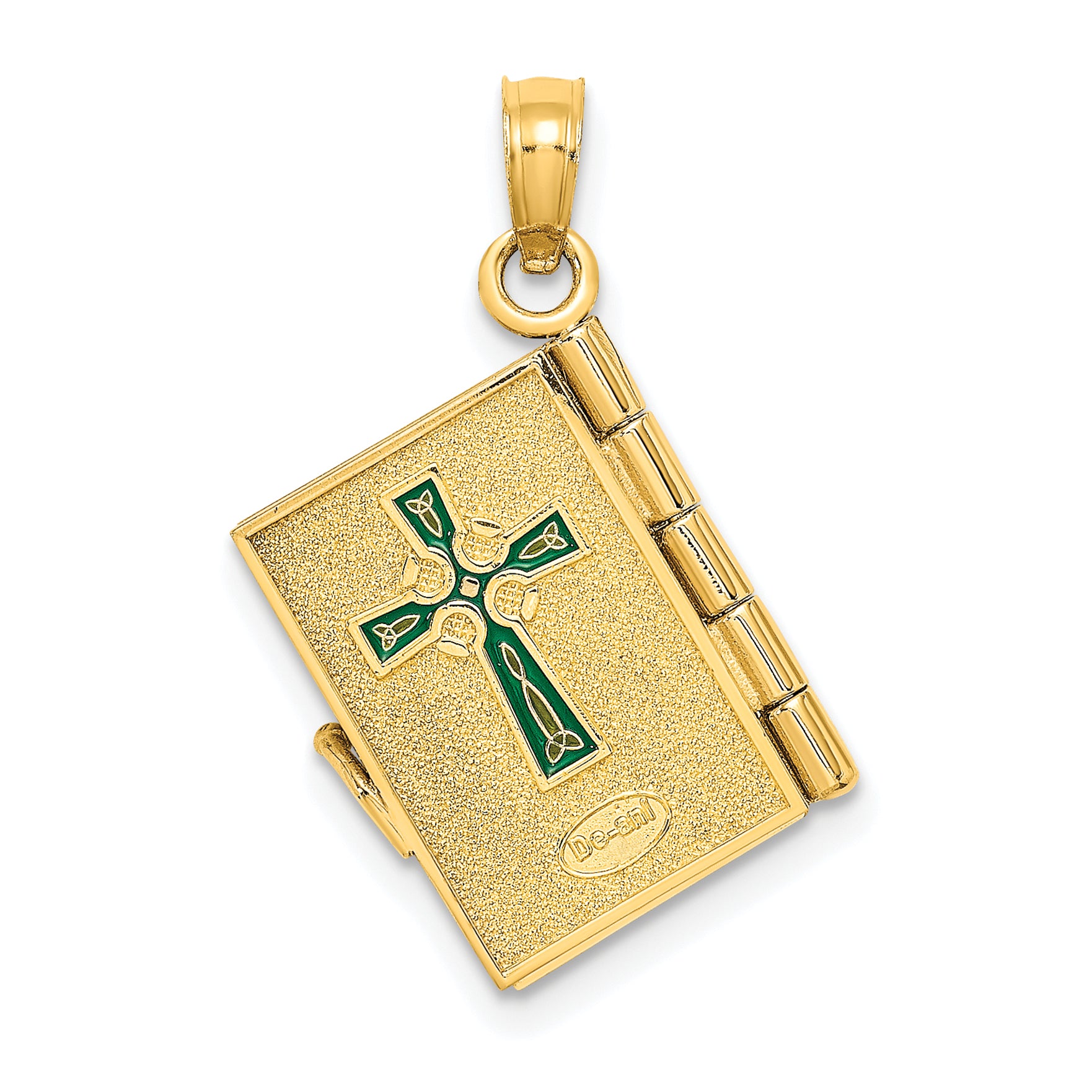 10K 3-D Moveable Enameled AN IRISH PRAYER Book w/Clover Charm
