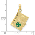 10K 3-D Moveable Enameled AN IRISH PRAYER Book w/Clover Charm