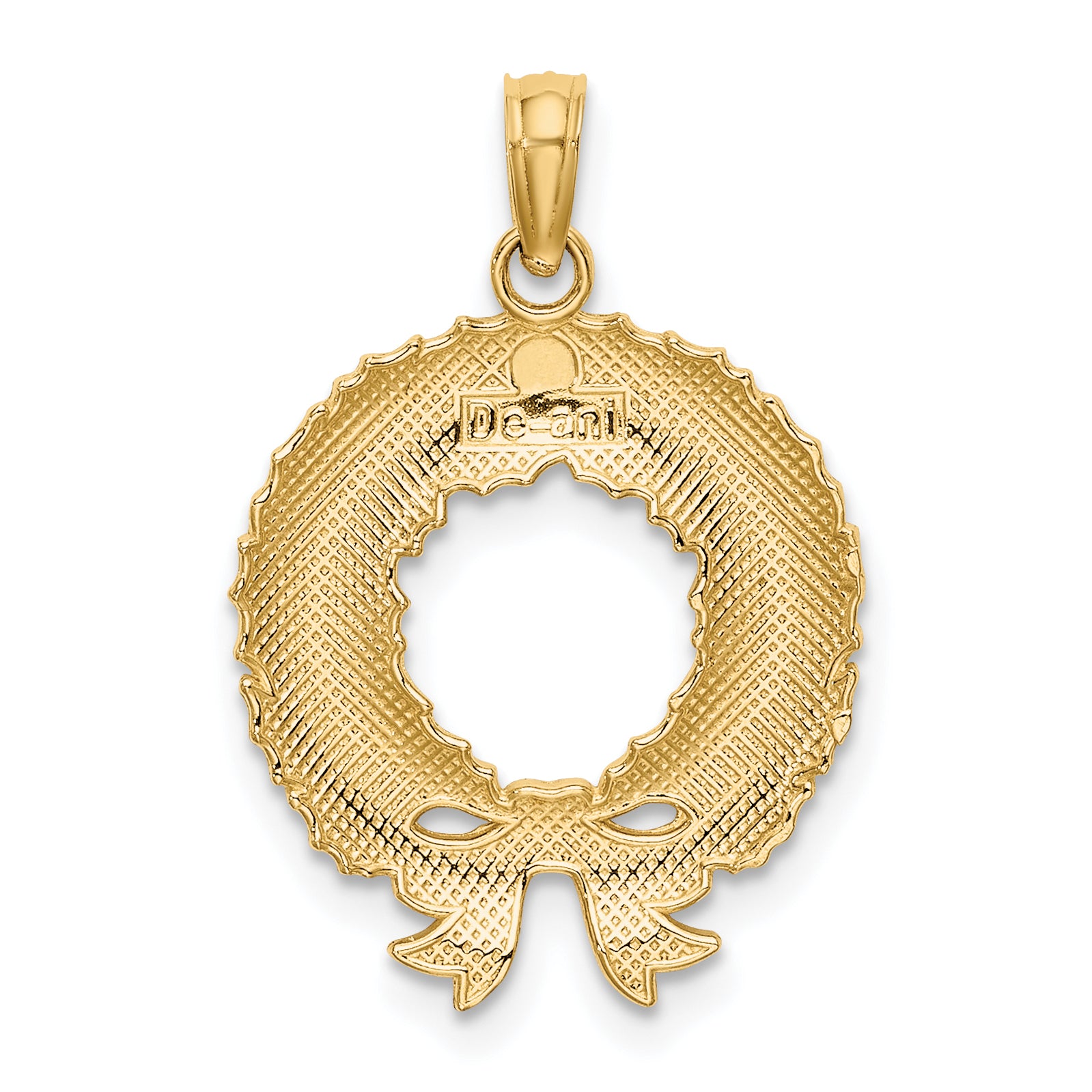 10K Enamel Christmas Wreath Charm