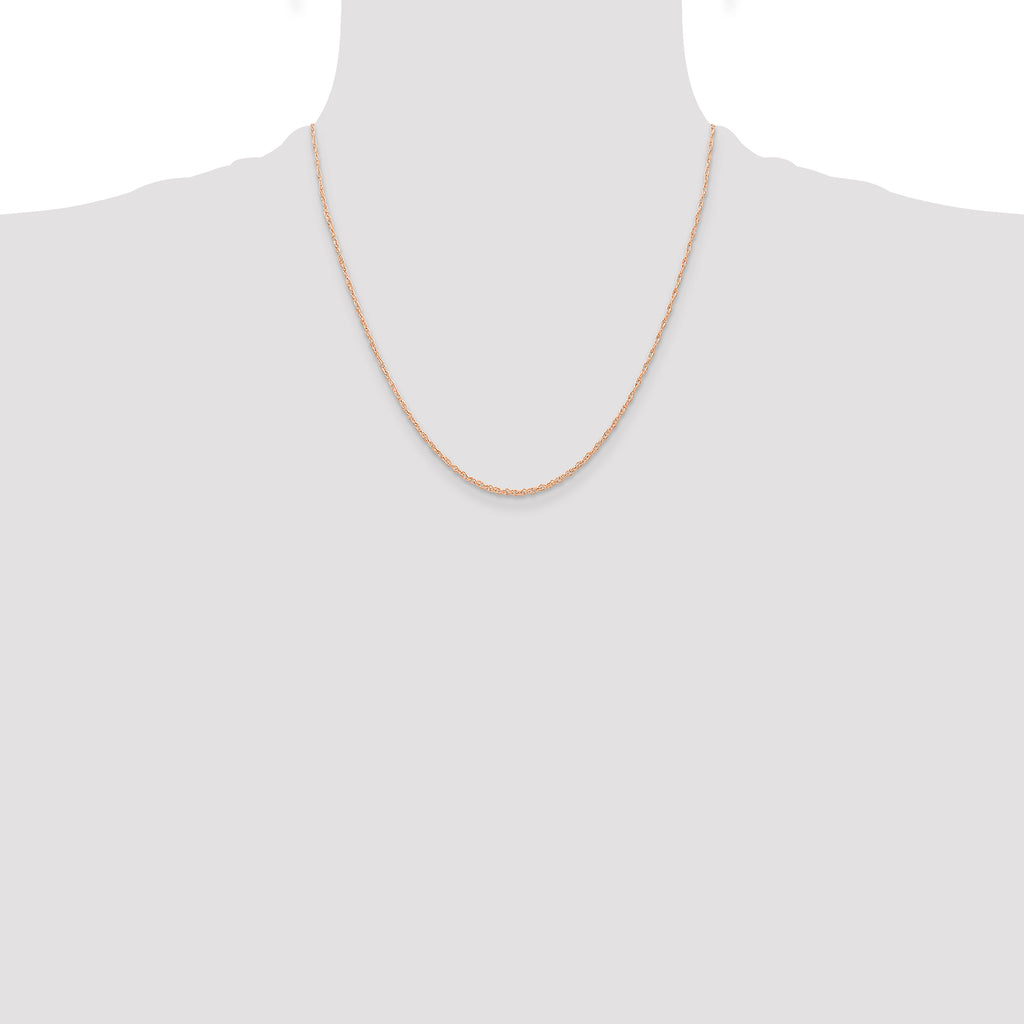 10k  Rose Gold .6 mm Carded Cable Rope Chain