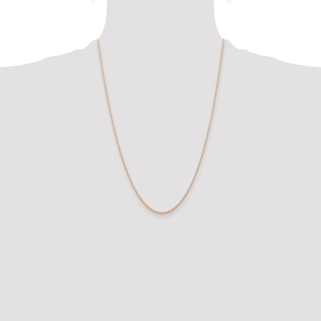 10k  Rose Gold .6 mm Carded Cable Rope Chain