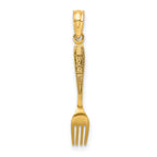 10K w/ Black Enamel 3-D Table Fork Charm