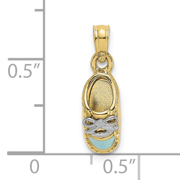 10K w/Rhodium 3-D Light Blue Enamel Baby Shoe Charm Secondary image